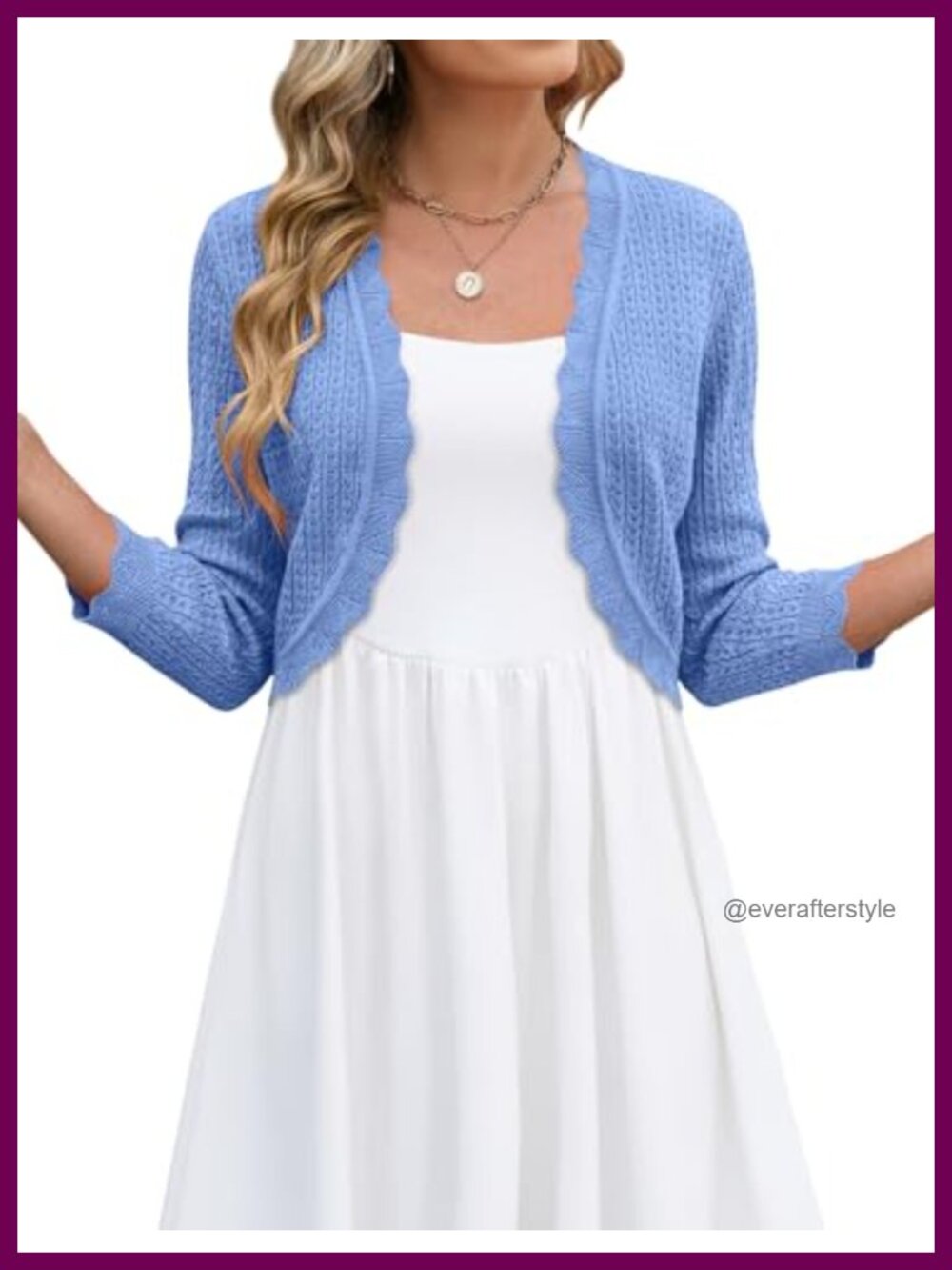 Womens Cropped Cardigan 3/4 Sleeve Open Front Knit Bolero Shrug